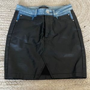 Guess faux leather and denim skirt
